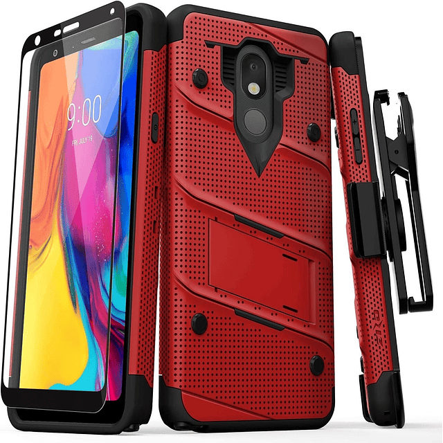 Case LG STYLO 3 Zizo Z-Bolt Funda c/ Vidrio Carcasas contra caídas con clip para Cinturón