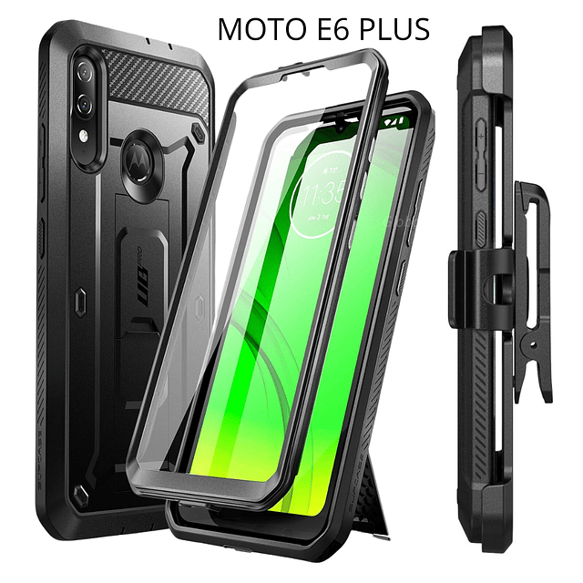 Case Motorola Moto E6 Plus Supcase c/ Mica Carcasa 360 de Marco y Parte Trasera c/ Gancho