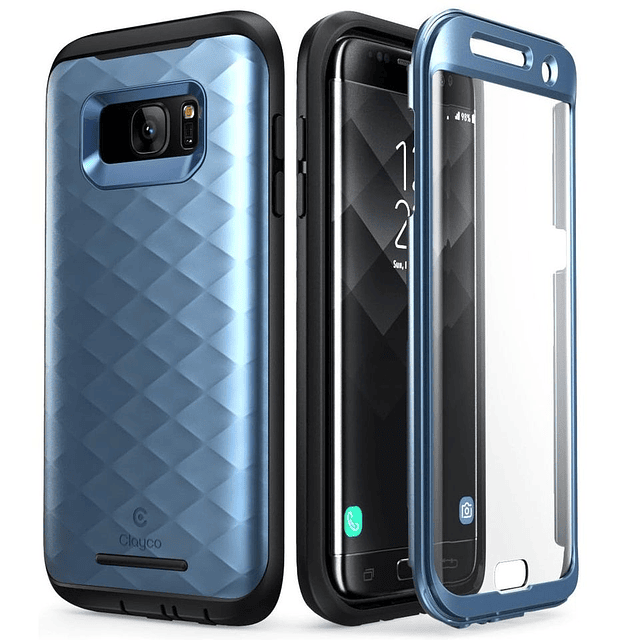 Case Carcasa Galaxy S7 Edge 2016 c/ Mica Funda Samsung de 3 Partes Azul s7 Edge Claico USA