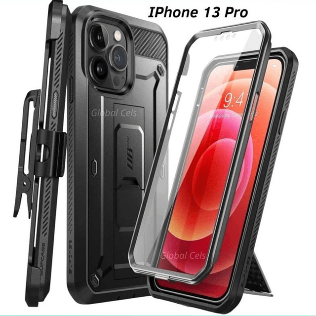 Case IPhone 13 Pro 2021 c/ MIca Protectora c/ Gancho Supcase