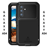 Case LOVE MEI Galaxy A54 Carcasa 360 Metálico Tanque Armadura c/ Vidrio c/ Tornillos Negro