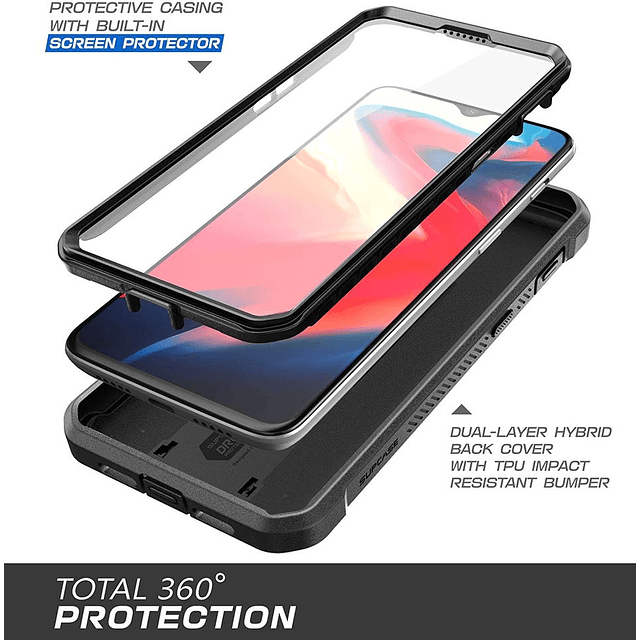 Case Carcasa ONEPLUS 6T Supcase Funda 360 Armadura con Clip para Cinturón c/ Mica c/ Parante