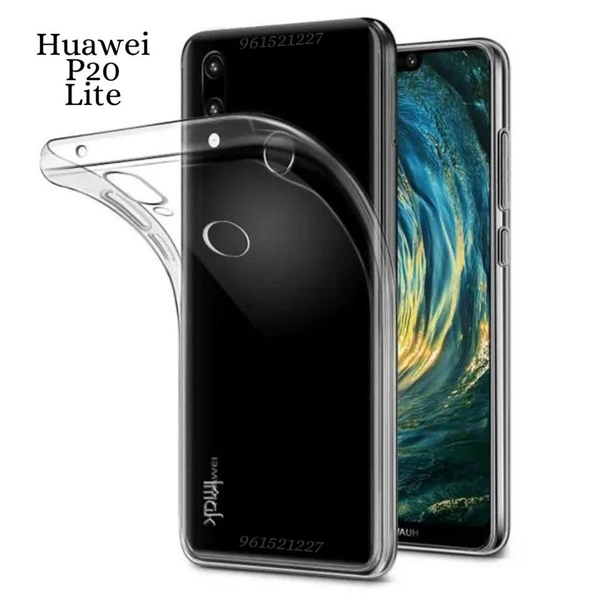 iCoverCase Compatible con Huawei P20 Case, cubierta trasera de silicona  ultrafina [transparente transparente] Funda protectora ligera de TPU suave