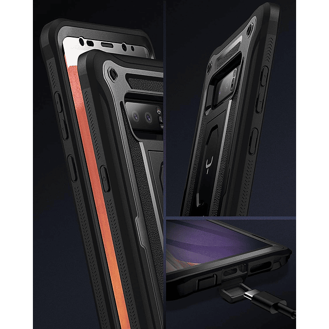 Case Funda Galaxy Note 8 Carcasa 360 c/ Mica y Parante Inclinable Antishock Youmaker Negro