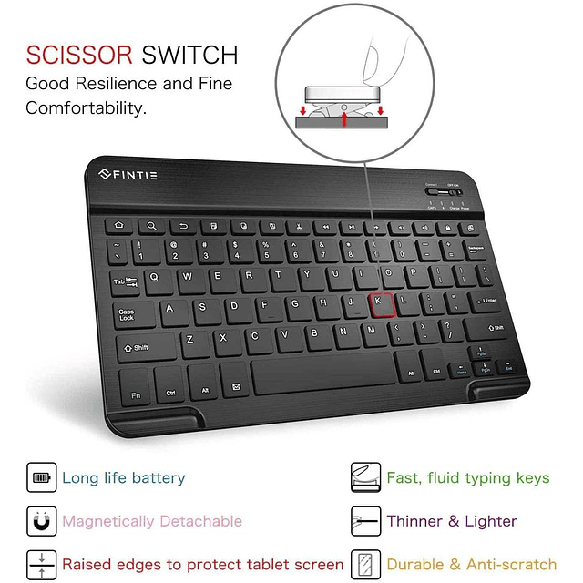 Funda con Teclado Galaxy Tab A SM-T590 T595 T597 de 10 pulgadas 2018 Bluetooth FINTIE