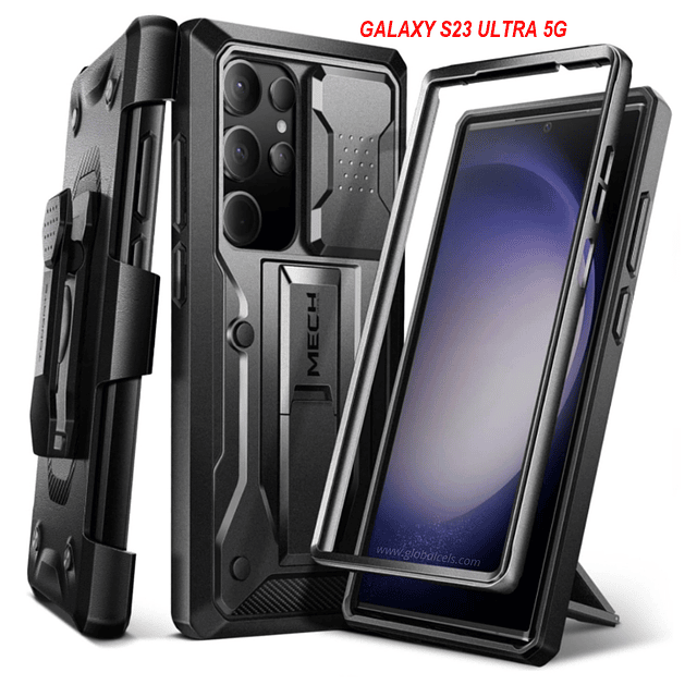 Case Galaxy S23 Ultra con cubierta deslizante para cámara 360 con Marco Grado Militar con clip Gancho y soporte
