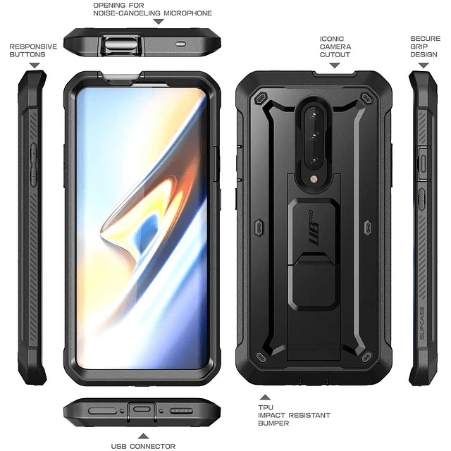 Case OnePlus 7T Pro﻿ / 7 Pro Supcase Funda 360 Armadura con Clip para Cinturón c/ Mica c/ Parante