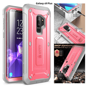 Case Galaxy S9 Plus Supcase Rosado carcasa 360 con protector de pantalla AntiShock 