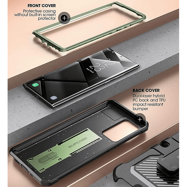 Case Galaxy Note 20 Ultra Supcase Funda 360 protector de caídas en Verde Militar con Negro