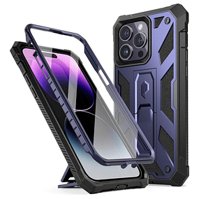 Case IPhone 14 Pro Max 6.7 Funda 360 c/ Mica c/ Parante Antishock Azul Metalizado
