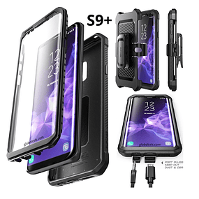 Case Galaxy S9 Plus Funda S9+ Supcase 360 c/ Mica Incorporada c/ Clip para llevar en correa / Negro