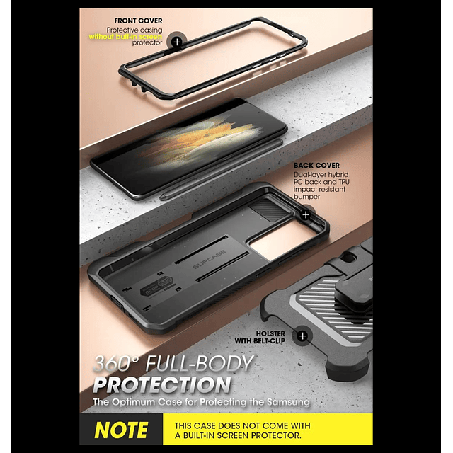 Case Supcase Galaxy S21 Ultra 5G con Ranura S-Pen gran protector 360 de caídas