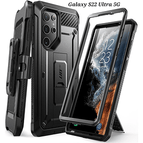 Case Supcase Galaxy S22 Ultra Funda 360° con Clip Gancho para cinturón con Soporte / Negro