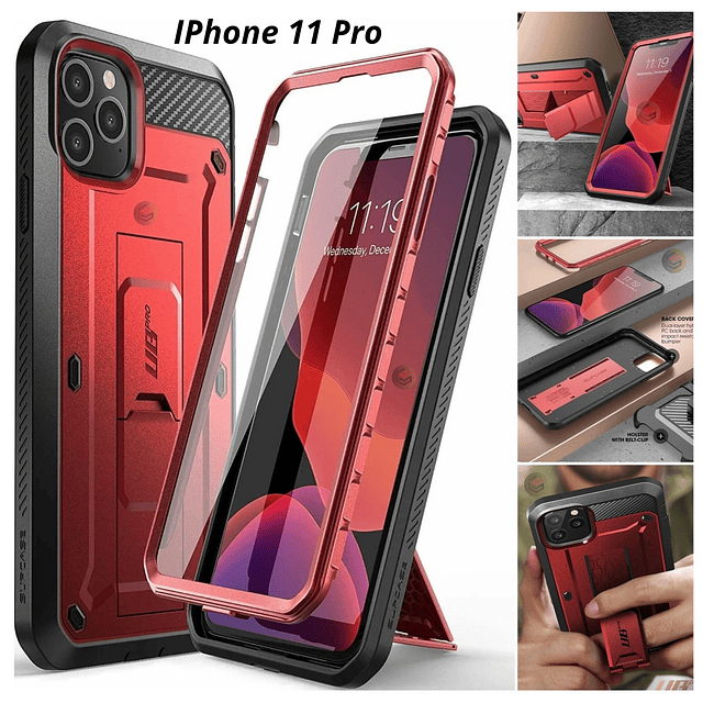 Case IPhone 11 Pro 5.8" Supcase de Alta Gama Calidad premium 360 en Verde y Rojo Metálizados