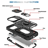 Case IPhone 15 Pro Max 360° Rosado con Celeste c/ Marco c/ Cubre Cámara con Soporte / no supcase