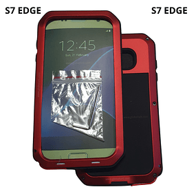 Case Funda Galaxy S7 Edge Metal 360 Pernos Metálico 3 Partes en Rojo Metalizado
