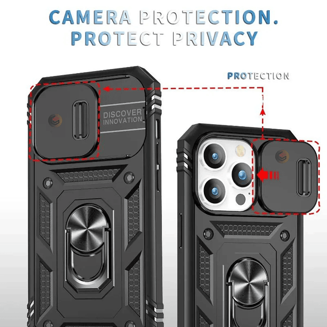 Case IPhone 15 Pro / 14 Pro 360° Antishock c/ Marco c/ Protector de Cámara c/ Soporte