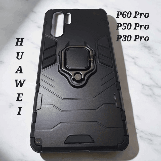 Case Huawei P60 Pro P50 Pro P30 Pro c/ Clip Parante funda de 2 Partes de bordes elevados / Negro