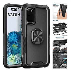 Case Galaxy S20 Ultra 5g de 3 Partes 360° AntiShock c/ Parante Metal se adhiere a Soportes