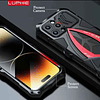 Case IPhone 16 Pro Max Metálico de 3 Partes Fundas AntiShock 360° con Pernos Negro Rojo