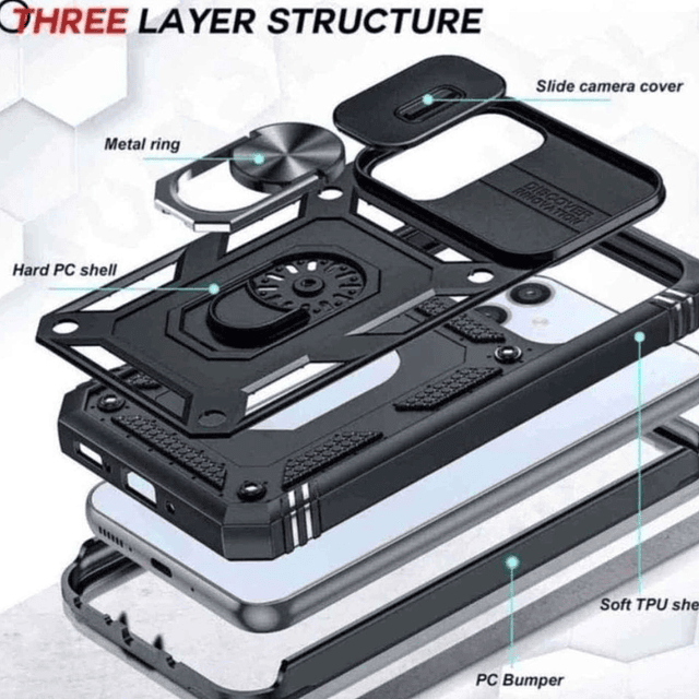 Case Galaxy S24 FE S24fe AntiShock 360° c/ Deslizador Cubre Cámara c/ Marco c/ Soporte