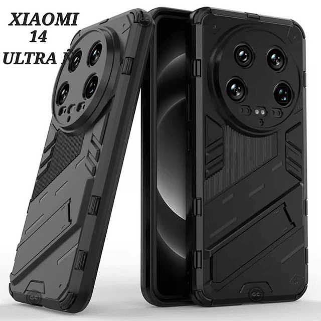 Case XIAOMI 14 ULTRA Protectora c/ Cubierta de Cámara c/ Apoyo Inclinable AntiShock Negra