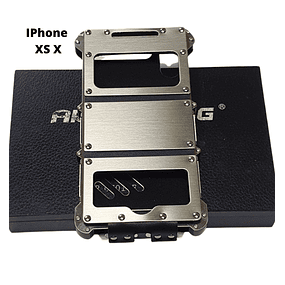 Case Iphone X XS Protector de Acero inoxidable con Cuero 360° con Marco Armor King