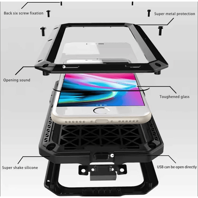 Case de Metal iPhone 16/15 Pro Max con Tornillos y TPU Antishock 360° – Protección Extrema