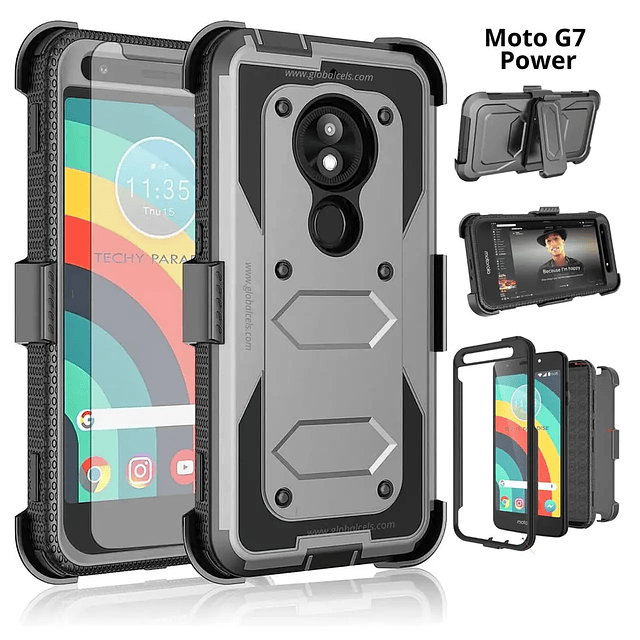 Case con Gancho Moto G7 Power G8 X Plus Play One Macro G6 G5 E5 Plus X2 AntiShock 360°