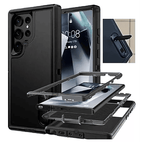Case 360° S24 Ultra S22 Ultra con Soporte Inclinable AntiShock 3 Partes con Marco Frontal 