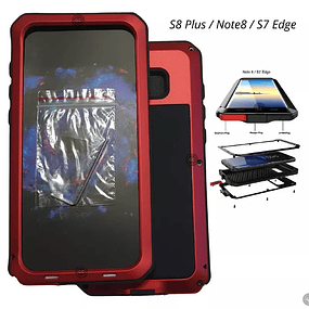Case de Metal AntiShock 360° Galaxy S8 Plus S7 Edge Note 8 de 3 Piezas Rojo Negro