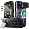 Funda MagSafe iPhone Serie 14, 15 y 16 Pro con Protector de Cámara Metálico y Soporte