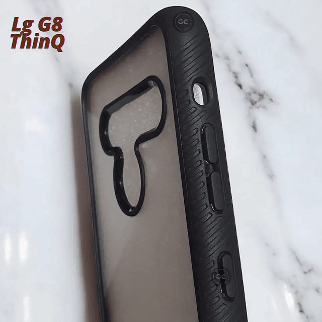 Case 360° LG G8 ThinQ con Marco Frontal Negro + Tapa Transparente Antishock 
