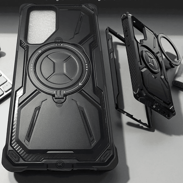Case Antishock 360° Samsung S22 Ultra con Soporte Metálico y MagSafe con Marco Frontal