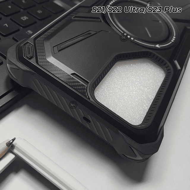 Case Antishock 360° Samsung S22 Ultra con Soporte Metálico y MagSafe con Marco Frontal