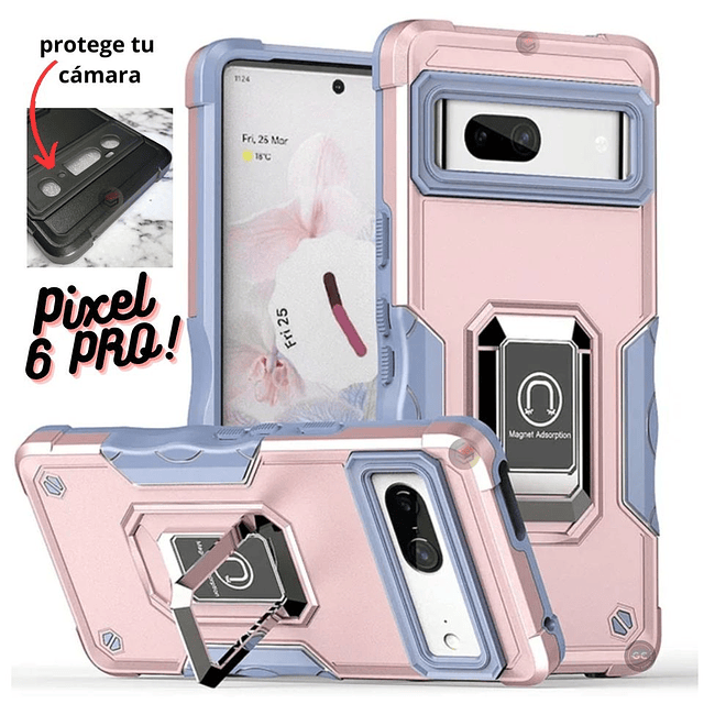 Case Pixel 6 Pro Antishock | Soporte Metálico para Imanes Semigruesa - Bicolor
