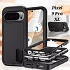 Case Google Pixel 9 Pro XL Fundas 360° con Marco con Soporte de 3 partes en Negro