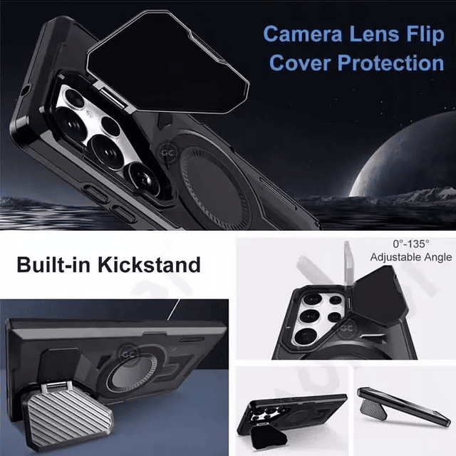 Case MagSafe Samsung S24 Plus / S25 Plus | Tapa Cámara Metálica y Soporte Inclinable 