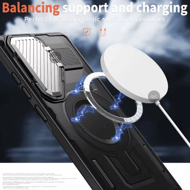 Case MagSafe Samsung S24 Plus / S25 Plus | Tapa Cámara Metálica y Soporte Inclinable 