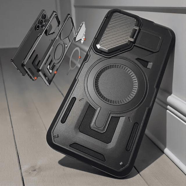 Case MagSafe Samsung S24 Plus / S25 Plus | Tapa Cámara Metálica y Soporte Inclinable 