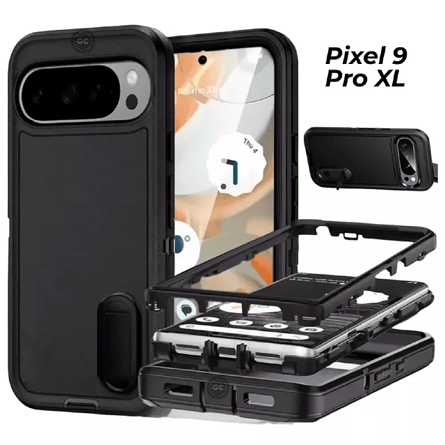Case Google Pixel 9 Pro XL 360° con Protección 3 Capas con Soporte y Taponeras