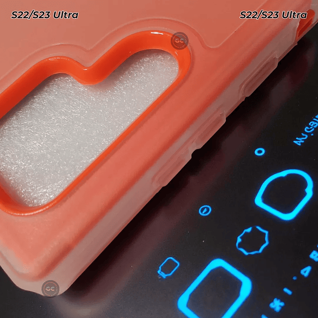 Case Militar 360° Galaxy S22 Ultra | Blindaje 3 Capas y Soporte / Trasparente - Naranja