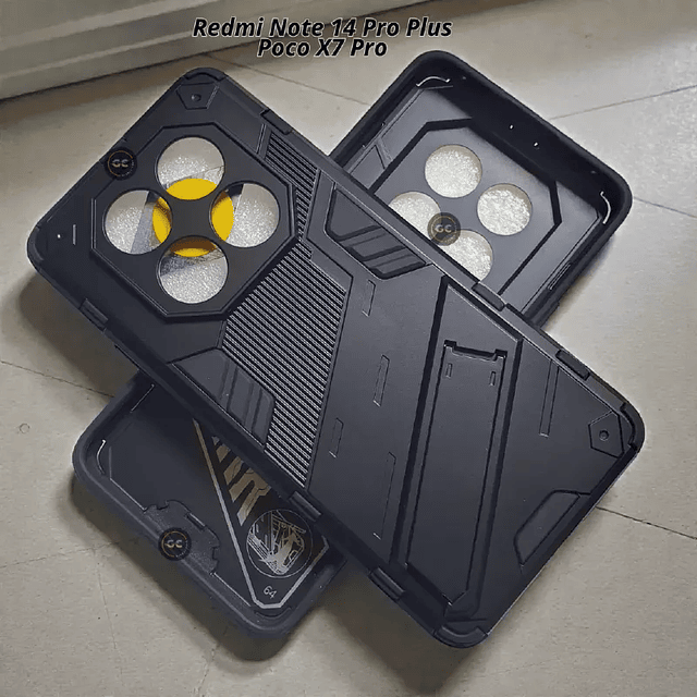 Case Redmi Note 14 Pro Plus Antishock con Escudo Cámara y Soporte Inclinable