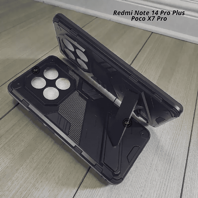 Case Redmi Note 14 Pro Plus Antishock con Escudo Cámara y Soporte Inclinable