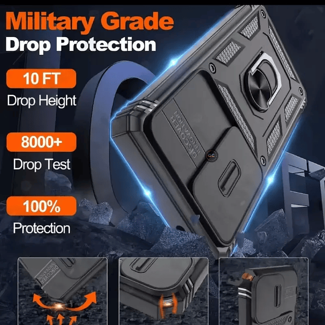 Case Galaxy A56 A36 A55 S23 Plus 360° con Tapa Cámara y Soporte Antigolpes