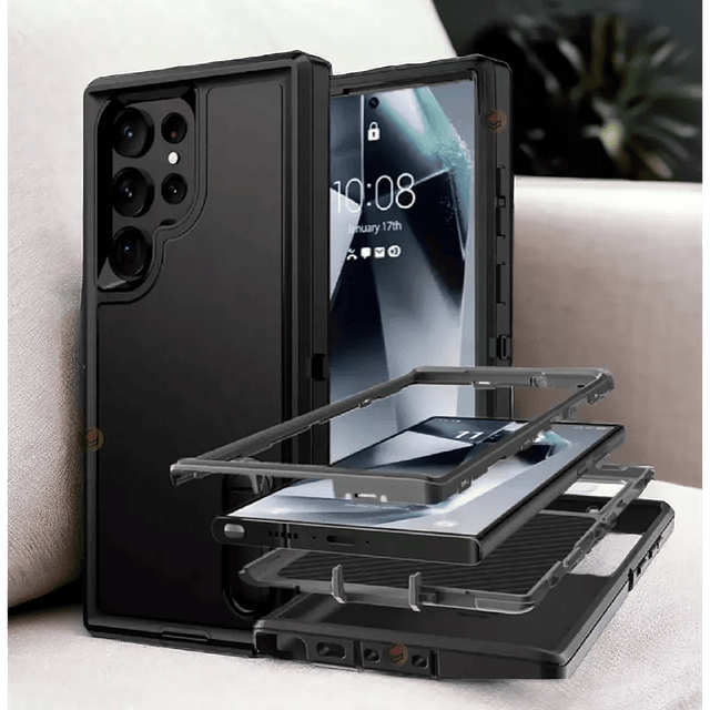 Case 360° Galaxy S22 Ultra S23 Ultra S24 Ultra A54 AntiShock c/ Marco c/ Apoyo Inclinable