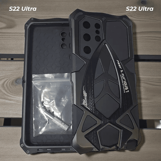 Case Armor Galaxy S22 Ultra: Estructura de Metal Atornillada 360° y con Sellado de Puertos