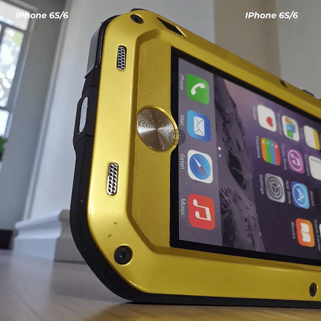 Protector Love Mei iPhone 6S / 6 - Metálico con Pernos - Amarillo/Negro