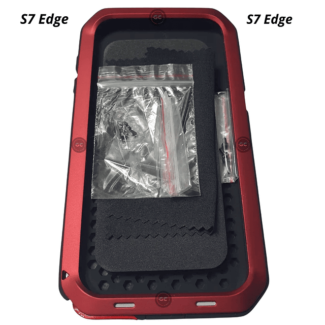 Case Metálico Antishock - Galaxy S7 Edge (Rojo) / Note 8 (Amarillo) 360°
