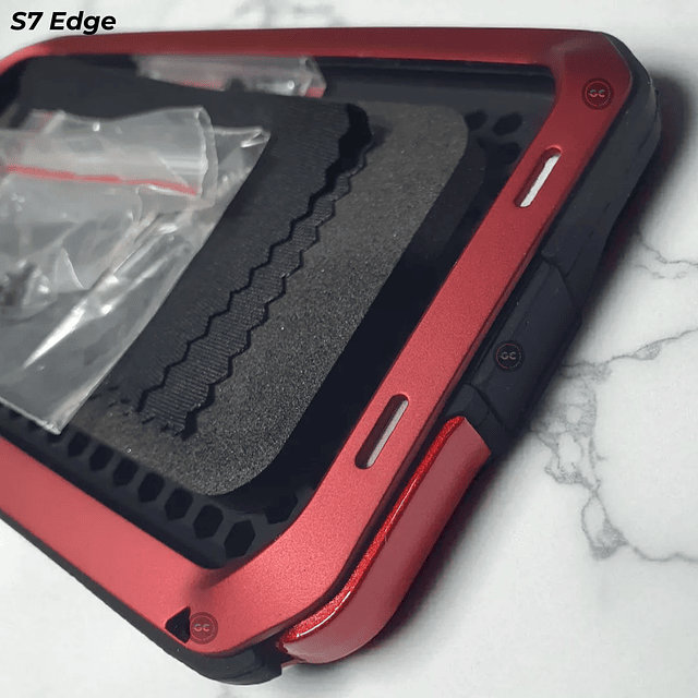 Case Metálico Antishock - Galaxy S7 Edge (Rojo) / Note 8 (Amarillo) 360°